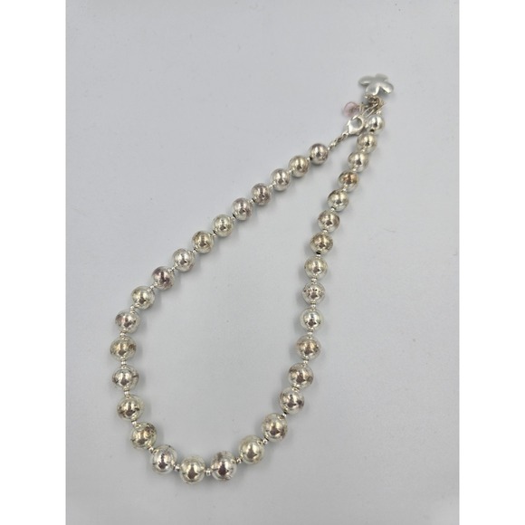 American Eagle Outfitters Silver Ball Bead Necklace with Flower & Heart Charms - Picture 2 of 5